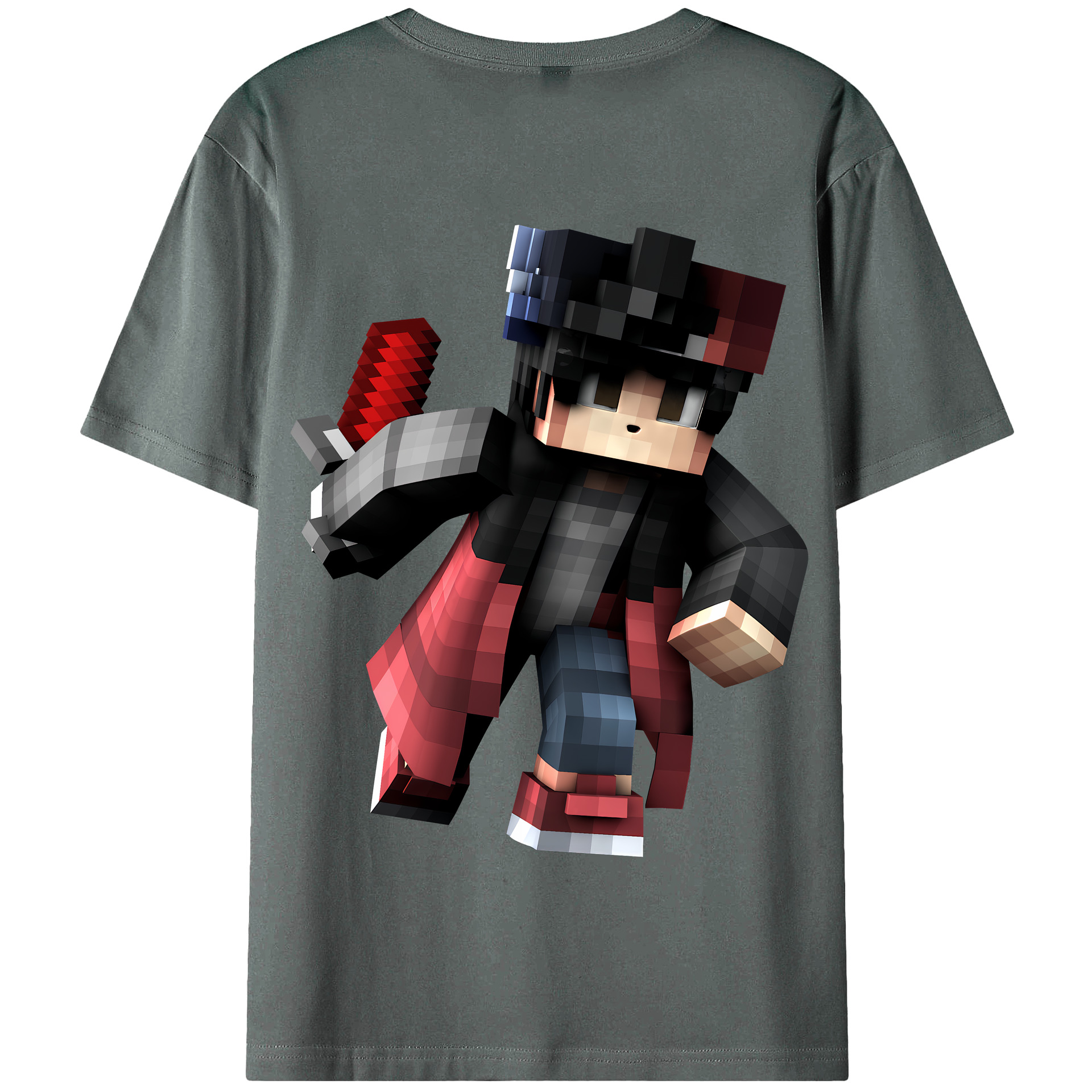 （画像用） マインクラフト ブロックの世界 Minecraft MC Block world 綿100％半袖Tシャツ（背面プリント）